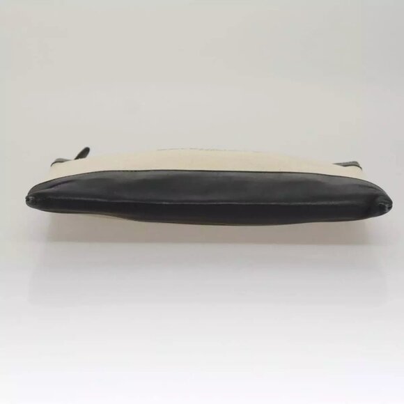 BALENCIAGA Clutch Bag Canvas Leather White black 373834 Auth  BALENCIAGA Clutch Bag Canvas Black White main image 1